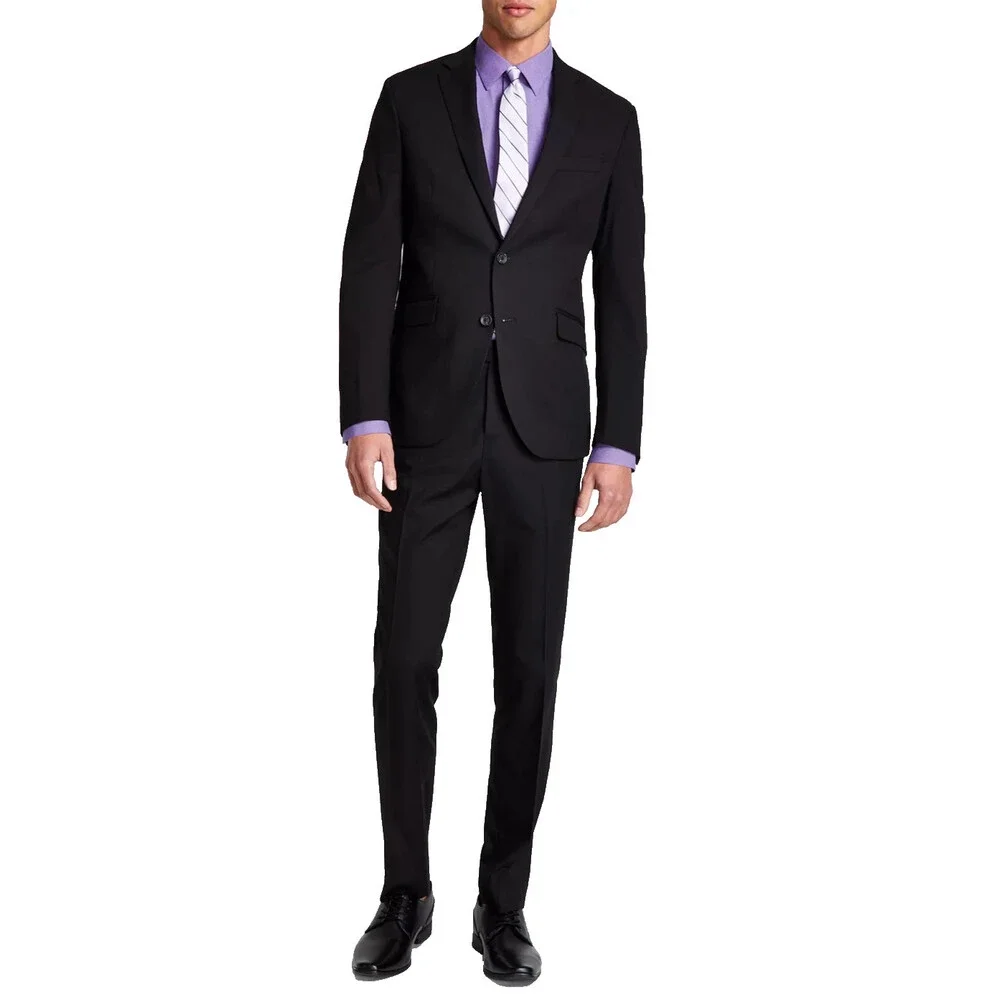 Kenneth Cole Men's Suit 38R 31x32 Black Ready Flex Slim Fit Stretch 2-Piece NWT